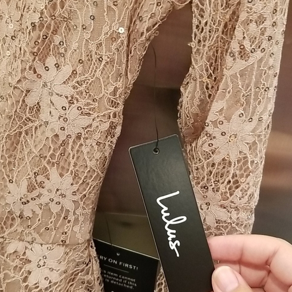 💕LULU'S💕 Sweetly Admired Mauve Sequin Lace Dress - Picture 12 of 12
